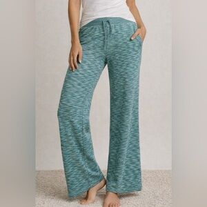 Sunday Best Teal Knit Lounge Pants Drawstring Waist Wide Leg Size S